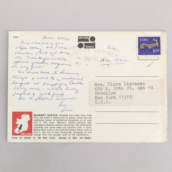 Kissing the Blarney Stone Castle, Co Cork Ireland John Hinde 1960s Postcard - Picture 2 of 2